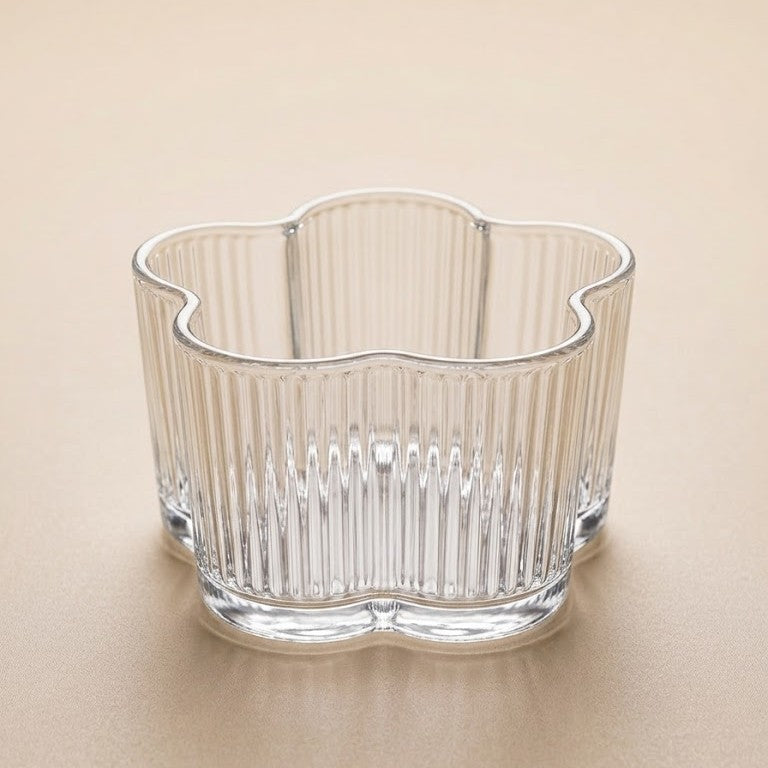 Serrana Glass Julia lines bowl set 12Pcs — ribbed crystal, set of 12, for desserts nuts and snacks