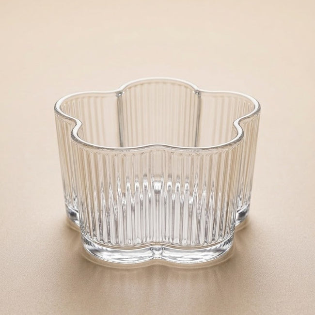 Serrana Glass Julia lines bowl set 12Pcs — ribbed crystal, set of 12, for desserts nuts and snacks