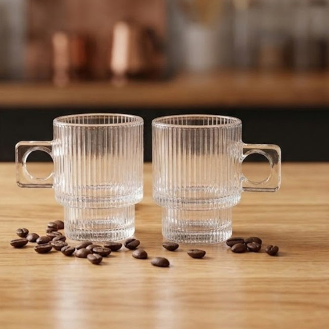 Serrana Glass Karla coffee cup set 6pcs — clear glass coffee cup, 90ml set of 6, for refined coffee moments