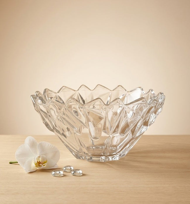 Serrana Glass Atlantic serving bowl — bold faceted crystal for salads fruit snacks and table display