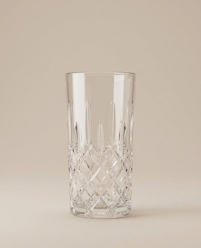 Serrana Glass Murano Premium Highball Glass Set 300ml 6pcs — elegant diamond cut-glass for cocktails and sparkling water