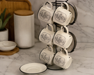 Paris Coffee Cup & Saucer Set with Stand (12 pcs)