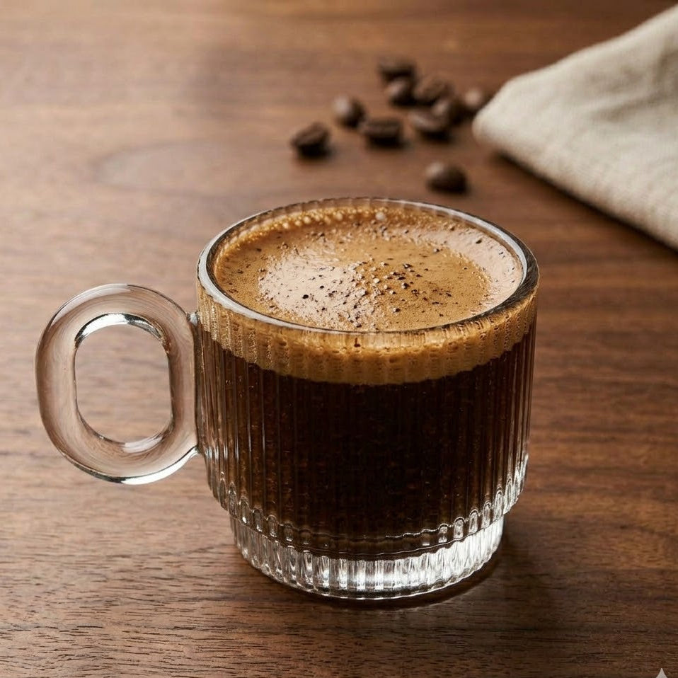 Serrana Glass Maria coffee cup set 6pcs — elegant crystal coffee cup, 80ml set of 6, for refined coffee moments