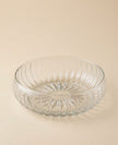 Serrana Glass Luce 24cm Premium Glass Serving Bowl — starburst-base vertically ribbed clear glass for salads and centerpiece