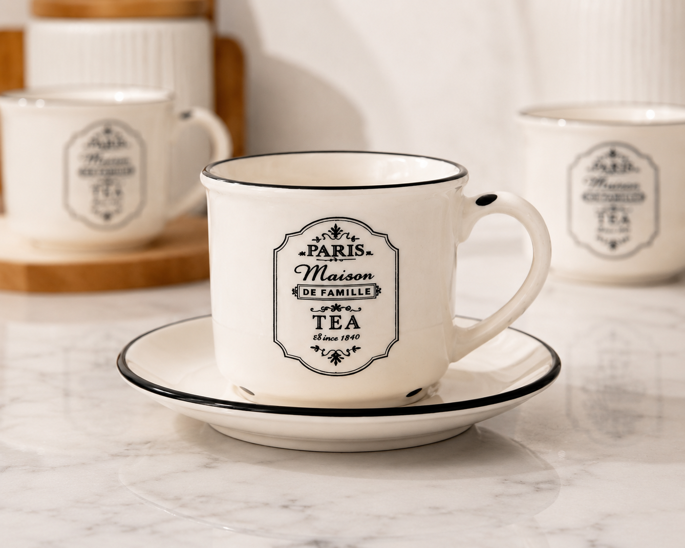 Paris Coffee Cup & Saucer Set with Stand (12 pcs)