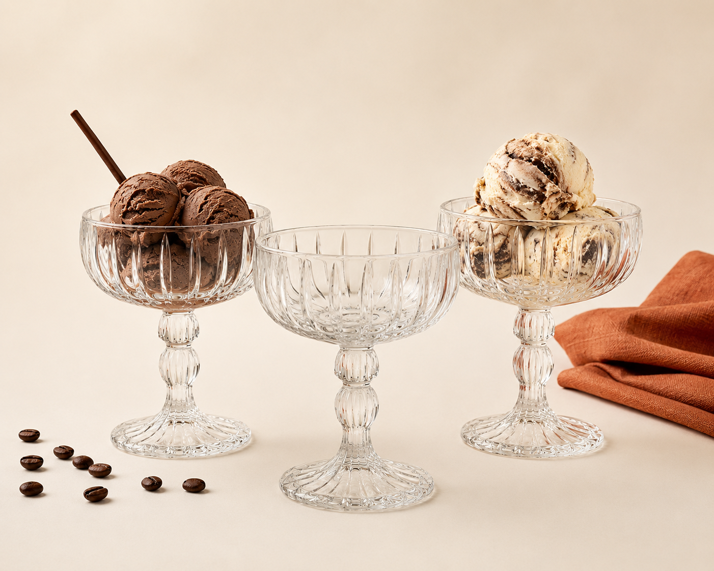 Crystella Ice Cream Bowl Set (Set of 3, 235ml)