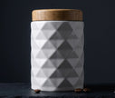 Diamond Ceramic Kitchen Canister Set – 7 Piece with Bamboo Lids & Tray