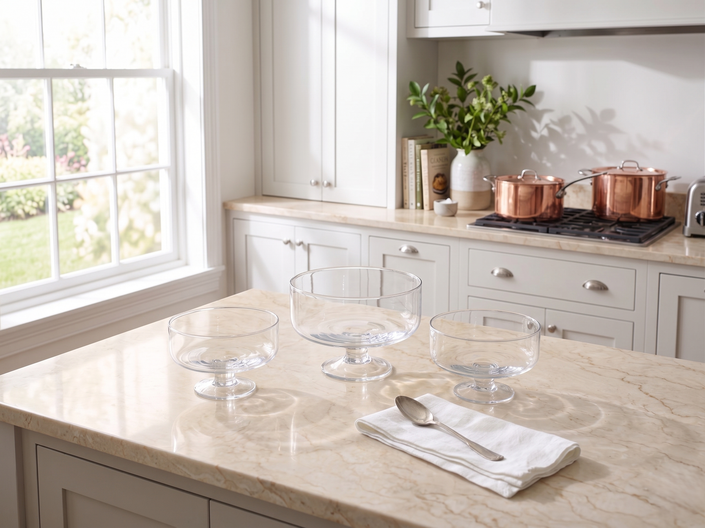 Serrana Glass Jude 3-Piece Glass Pedestal Bowl Set — footed pedestal clear glass bowls for desserts fruit and entertaining
