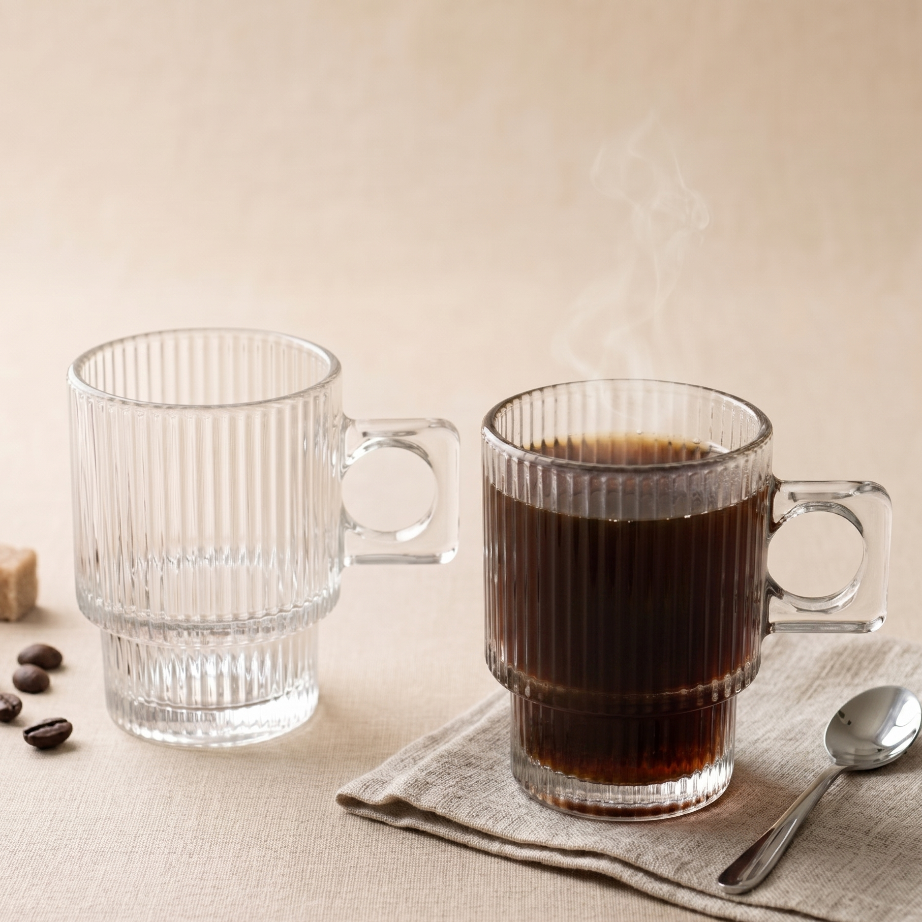 Serrana Glass Karla coffee cup set 6pcs — clear glass coffee cup, 90ml set of 6, for refined coffee moments