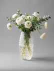Serrana Glass Elora Beaded Glass Vase 26cm — bubble-textured hourglass clear glass for loose airy floral arrangements