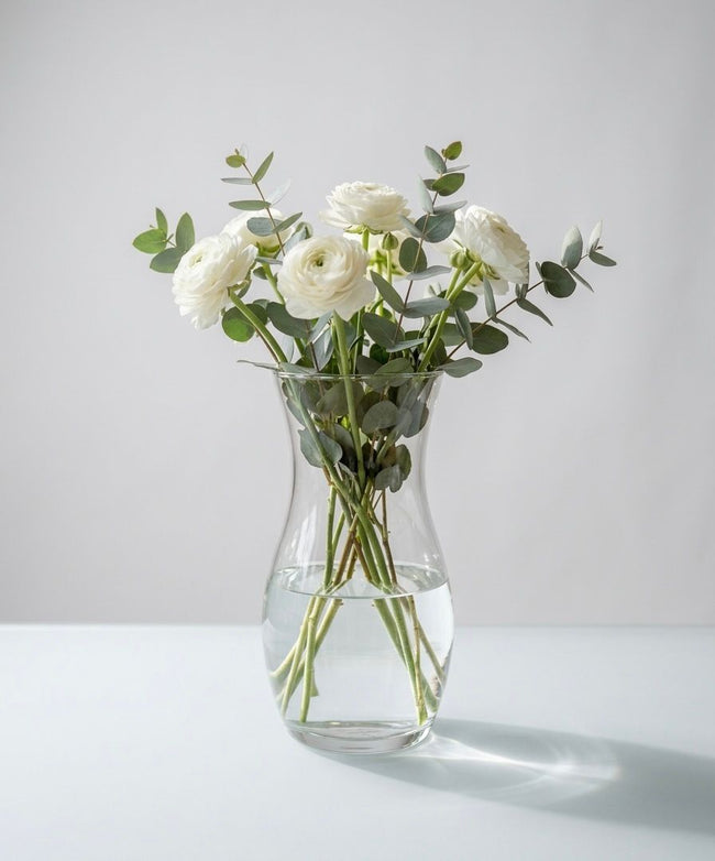 Serrana Glass Serene Glass Vase 26cm — classic clear glass vase, 26cm tall, for fresh bouquets and floral arrangements