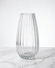 Serrana Glass Celestia Fluted Glass Vase 26cm — precision vertically ribbed clear glass for statement blooms and branches