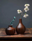 Handcrafted خشب السرسوع Sidr wood vase set of two — natural finish, one-of-a-kind grain pattern