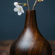 Sidr wood vase pair — tall teardrop 35cm and round 20cm, hand-turned artisan set