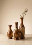 Sidr wood vase trio in graduated heights — 40cm, 35cm, and 30cm handcrafted set