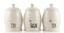 Heart Ceramic Canister Set – 3 Piece (Tea & Sugar)