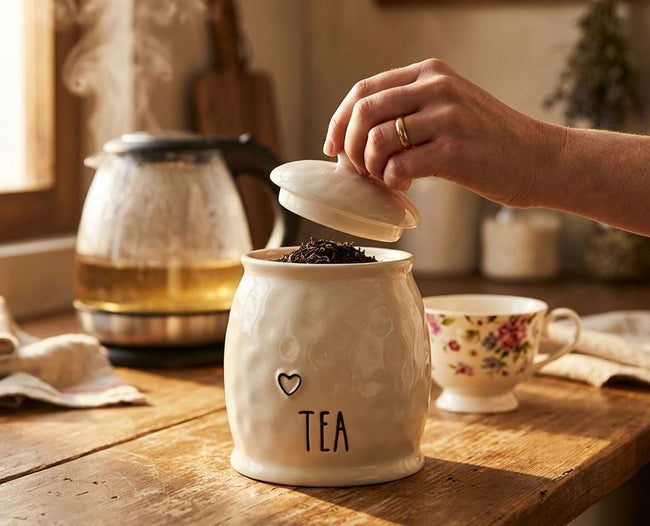 Heart Ceramic Canister Set – 3 Piece (Tea & Sugar)