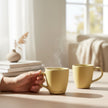 Serrana Glass Sunny Yellow Ceramic Mug Set of 2 — matte mustard yellow speckled stoneware mug for coffee and tea