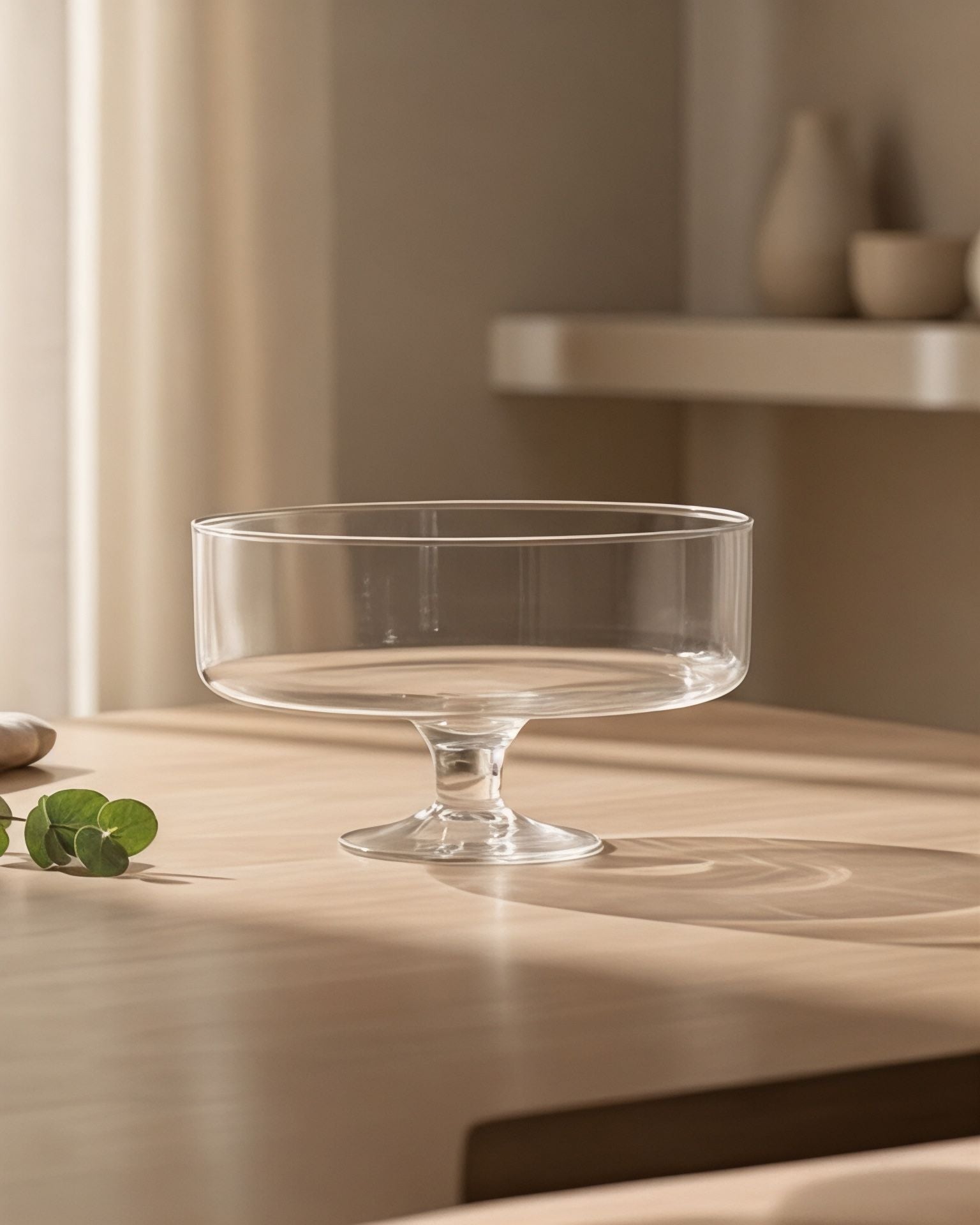 Serrana Glass Jude plate — footed bubble-textured clear glass, for desserts fruits and pastries