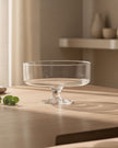Serrana Glass Jude plate — footed bubble-textured clear glass, for desserts fruits and pastries