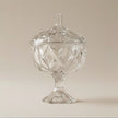 Serrana Glass Rock candy bowl — faceted crystal with lid for serving sweets and candy display