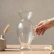 Serrana Glass JUG AYLEN — ribbed glass carafe with handle, fluted texture slim neck, for juice water and milk