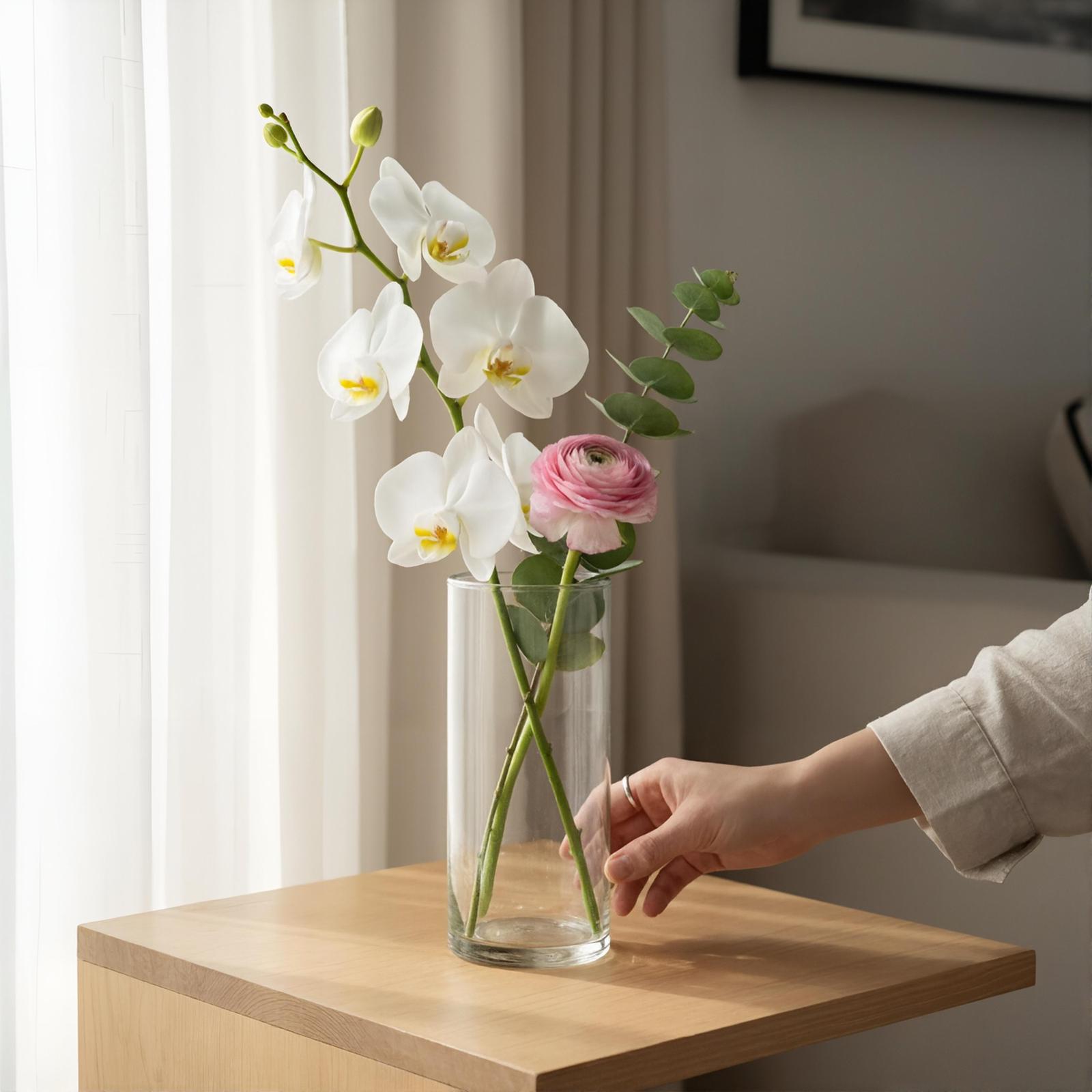 Serrana Glass Cil plain handmade vase 15x10cm — cylindrical handmade glass, 15cm x 10cm, for flowers and decor