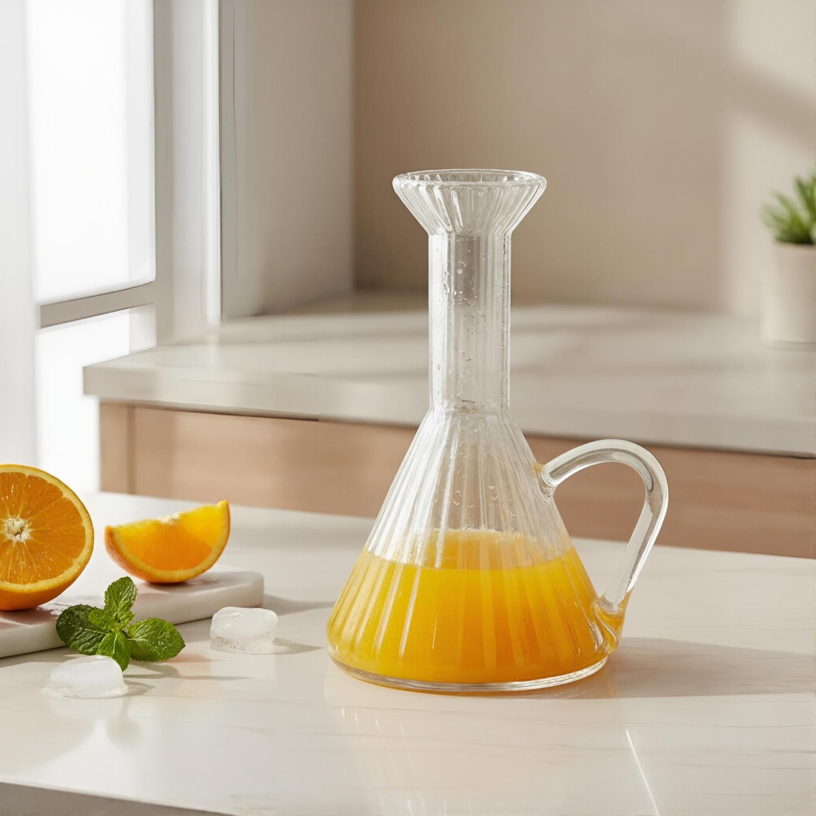 Serrana Glass JUG GHARY — ribbed glass carafe with handle, fluted texture, for juice water and milk