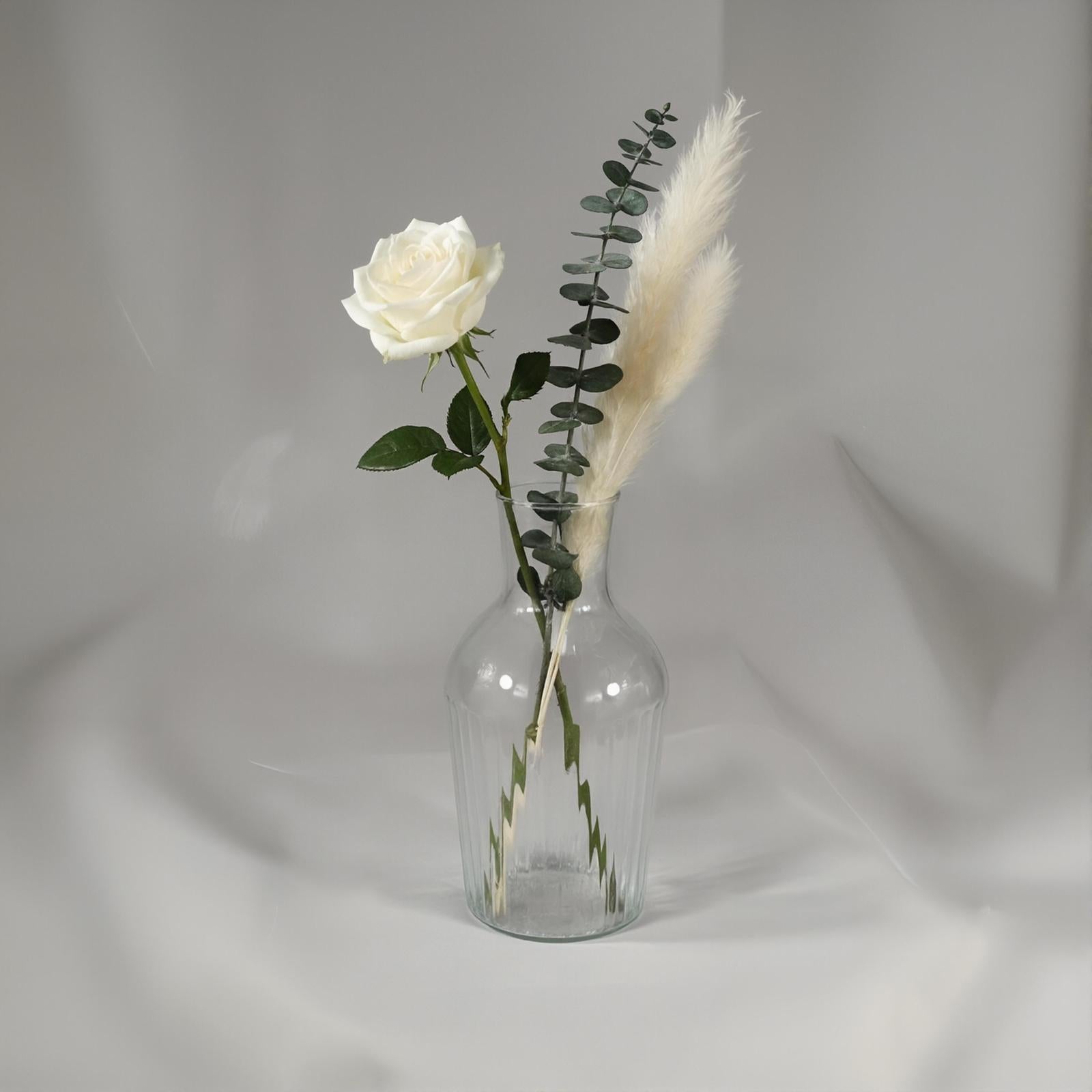 Serrana Glass Milan handmade vase 22cm — vertically ribbed modern clear glass for decorative display and styling