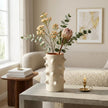 Serrana Glass Sculptural Studded Texture Vase Off-White — off-white studded pottery for dried botanicals and art display