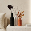 Serrana Glass Minimalist Textured Pottery Bottle Vases — unglazed matte pottery for dried botanicals and shelf decor