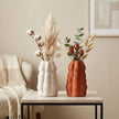 Serrana Glass Organic Wavy Textured Pottery Vases — ribbed wavy unglazed pottery for dried floral arrangements