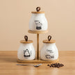 Serrana Glass Nordic Coffee Tea Countertop Organizer — ceramic and bamboo tiered storage for coffee tea and sugar