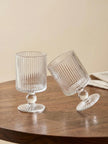 Serrana Glass Julia Flute Glass set 6pcs 240ml — ribbed fluted stemmed glass with spherical node for cocktails