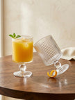 Serrana Glass Julia Flute Glass set 6pcs 240ml — ribbed fluted stemmed glass with spherical node for cocktails