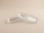 Serrana Glass Kubra Bowl 19cm 6pcs — embossed leaf pattern scalloped-edge clear glass dish for nuts and appetizers