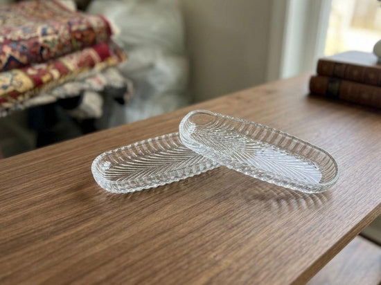 Serrana Glass Kubra Bowl 19cm 6pcs — embossed leaf pattern scalloped-edge clear glass dish for nuts and appetizers