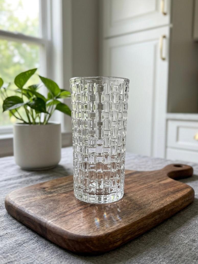 Serrana Glass Sofia Premium Highball Glass Set 300ml 6pcs — diamond cut-glass for cocktails and sparkling water