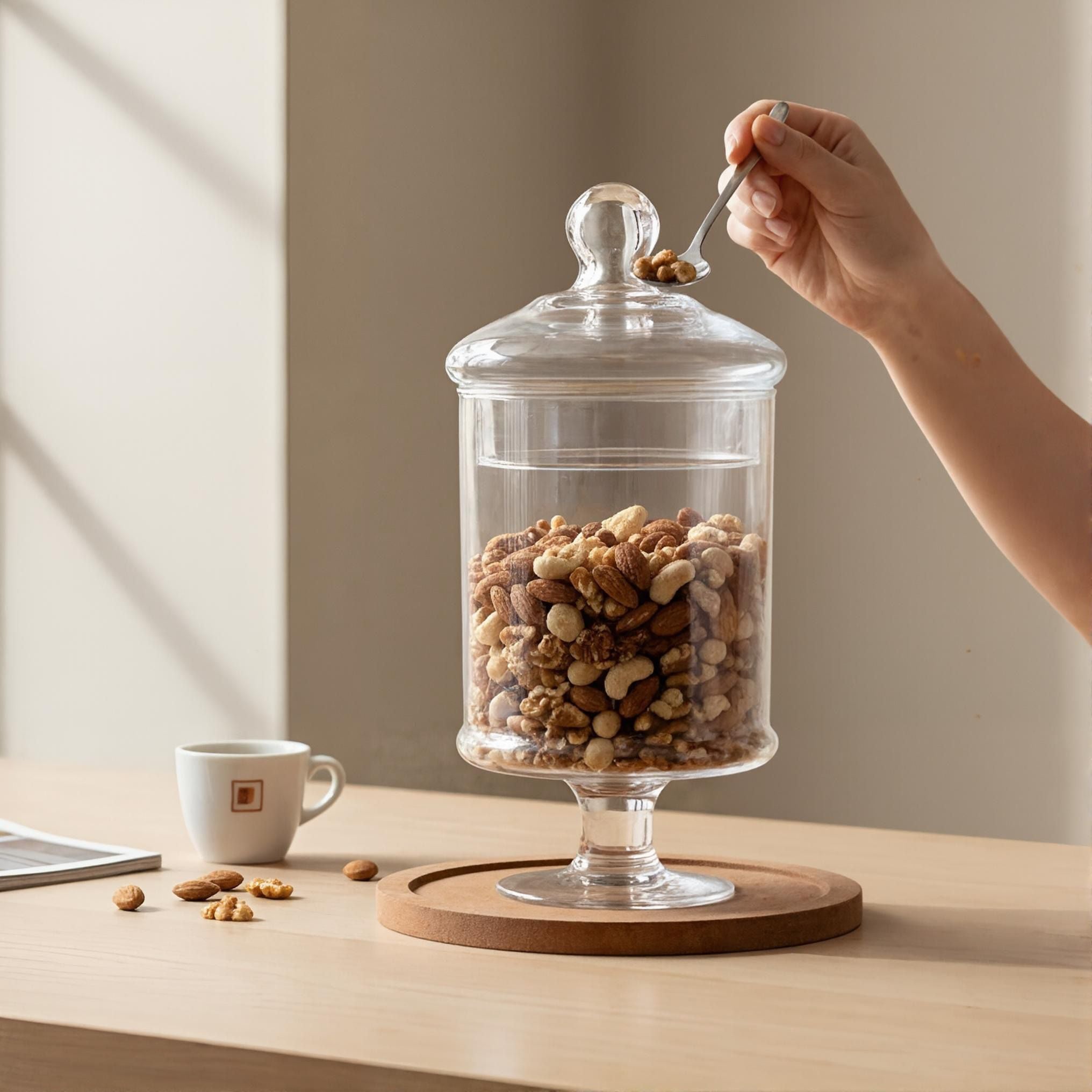 Serrana Glass Silo bonboneira 28cm — tall glass jar with fitted lid, 28cm x 14.5cm, for candies nuts and fillers