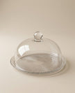 Serrana Glass Tarta 33cm Cake Plate with Dome Cover — radial ribbed glass plate with dome cover for cakes and pastries