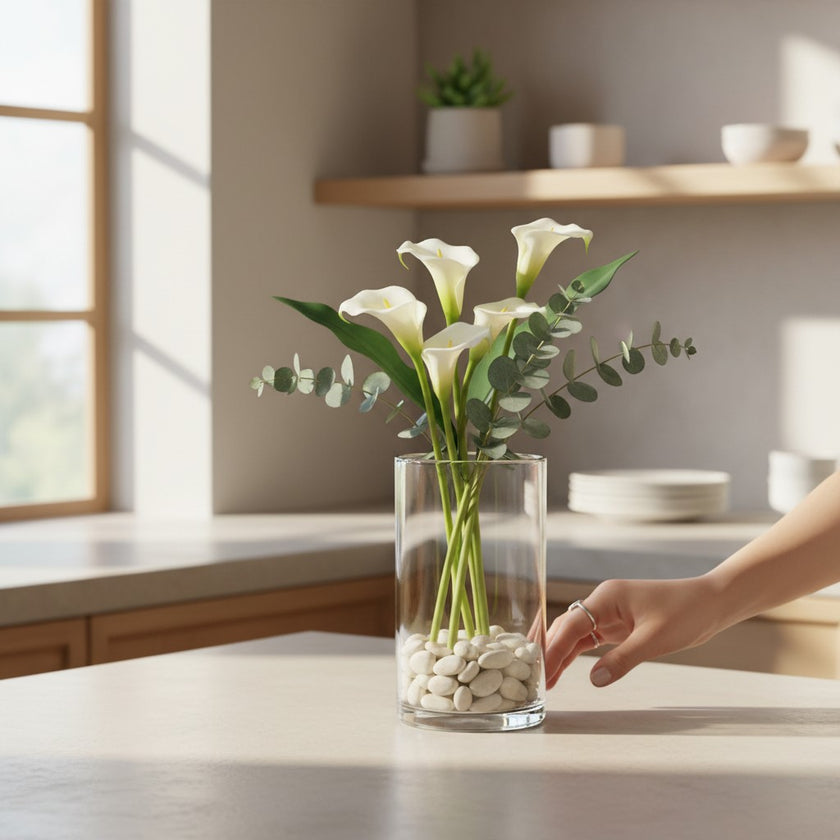 Serrana Glass Cil plain vase 15x9cm — cylindrical clear glass, 15cm x 9cm, for flowers and standalone decor