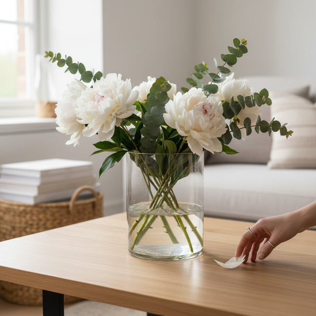 Serrana Glass Cil plain vase 20x15cm — cylindrical clear glass, 20cm x 15cm, for flowers and standalone decor