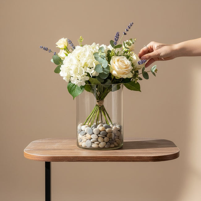 Serrana Glass Cil plain vase 20x15cm — cylindrical clear glass, 20cm x 15cm, for flowers and standalone decor