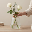 Serrana Glass Lilosh handmade vase 20cm — cylindrical ribbed bubble-texture glass for long-stem flowers and decor