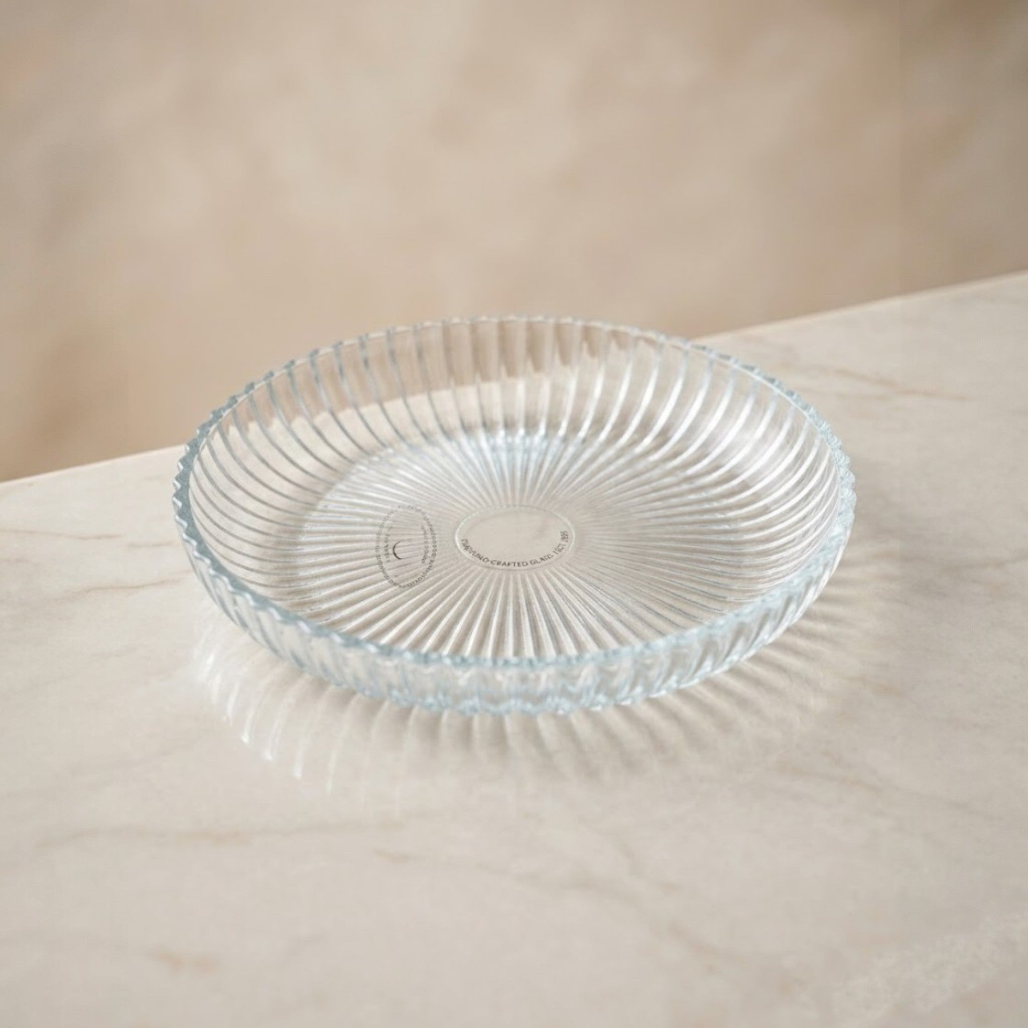 Serrana Glass Alya lines desert plate set 15cm — ribbed crystal dessert plates for desserts nuts and snacks
