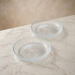Serrana Glass Alya lines desert plate set 15cm — ribbed crystal dessert plates for desserts nuts and snacks