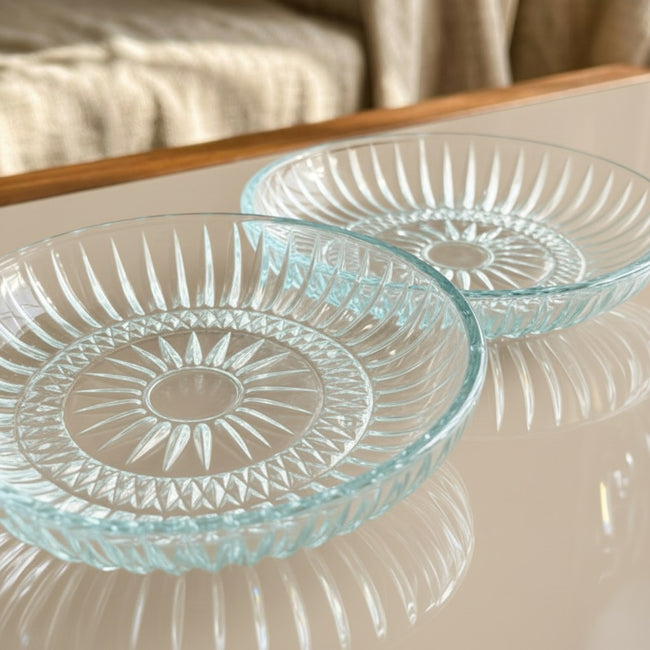 Serrana Glass Galata desert plate set 15cm — ribbed crystal dessert plates for desserts nuts and snacks