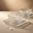 Serrana Glass Royal lines bowl set 12Pcs — ribbed crystal, set of 12, for desserts and snacks
